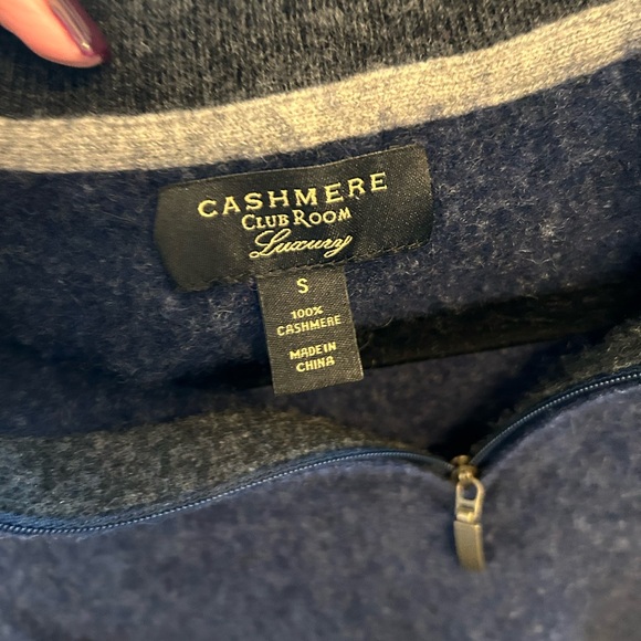 Club Room Cashmere Navy Half-Zip Sweater - Picture 2 of 7